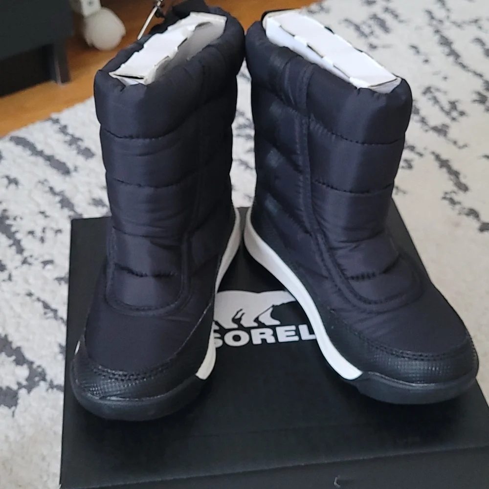 NWT Sorel Little Kids Whitney II Puffy Mid WP Boots Black - Picture 3 of 5